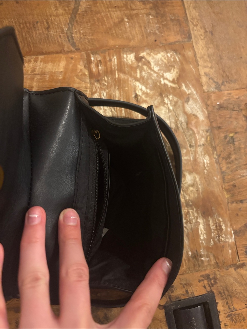 Steve Madden Black Leather Mini Top-Handle Crossbody - Picture 3 of 3